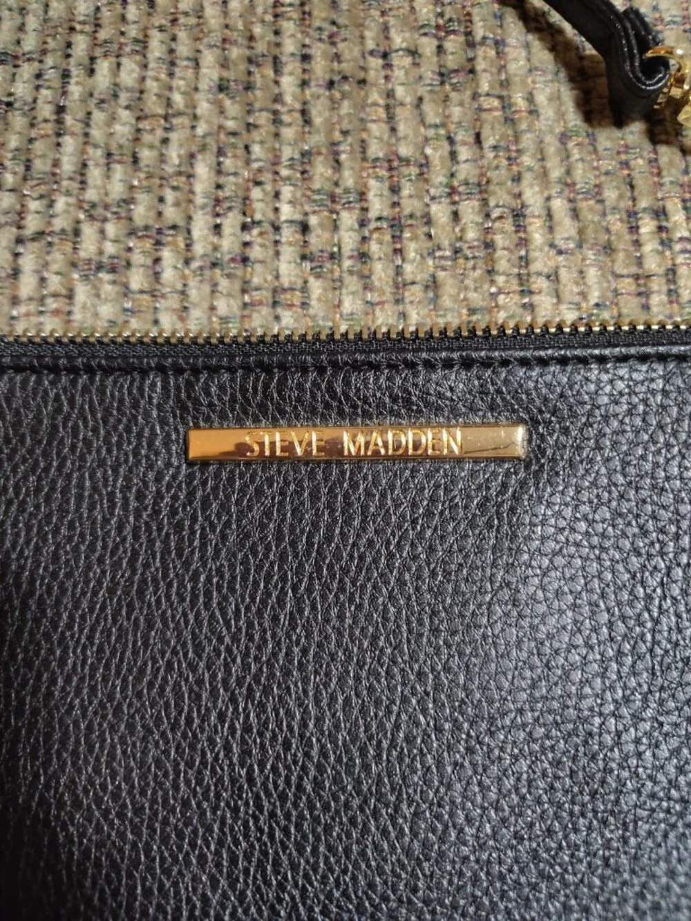 Steve Madden Black Wristlet Clutch with Gold Zipper and Wrist Strap